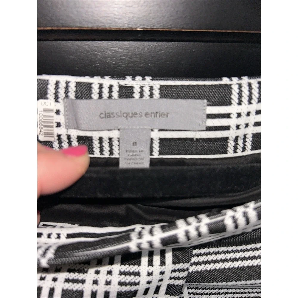 Classiques Entier Women Skirt 8 Black Plaid Box Pleat Retro Glam Corp Office Y2K
